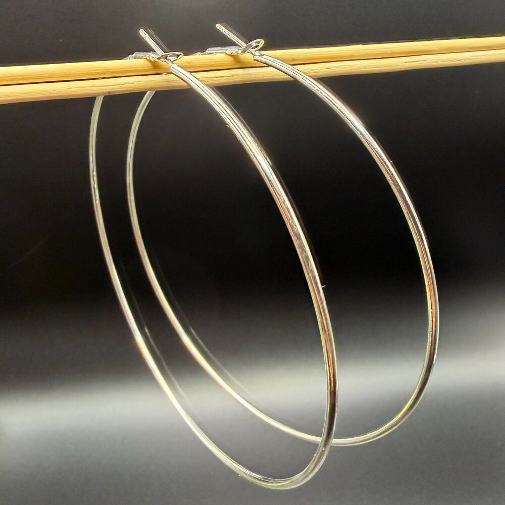 Large Oversized Hoop Earrings Women Silver Stainless Steel Lightweight